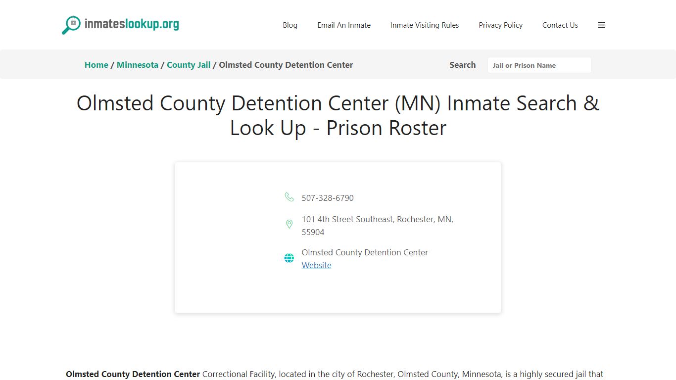 Olmsted County Detention Center (MN) Inmate Search & Look Up - Prison ...
